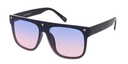 7946 Women's Plastic Medium Flat Top Rimless Shield Frame w/ Star Rivets