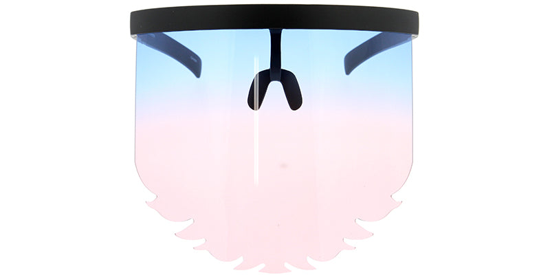 7959COL Unisex Plastic Oversized Novelty Feathered Edge Fashion Face Shield w/ Two Tone Lens (6-pack)