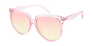 80004CRY/COL Women's Plastic Large Vintage Inspired High Brow Rounded Crystal Color Frame w/ Two Tone Lens