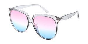 80004CRY/COL Women's Plastic Large Vintage Inspired High Brow Rounded Crystal Color Frame w/ Two Tone Lens