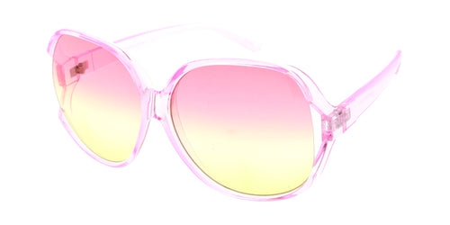 80007CRY/COL Women's Plastic Oversized Vented Rounded Rectangular Crystal Color Frame W/ Two Tone Lens