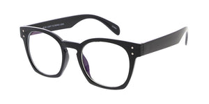 80021BLF/CLR Unisex Plastic Medium Vintage Inspired Hipster Riveted Classic Blue Light Filtering Computer Glasses