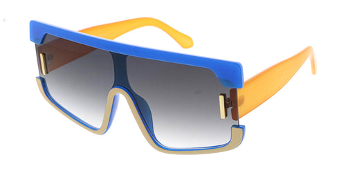 80023 Women's Plastic Large Rectangular Shield Two Color Frame