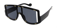 80036 Women's Plastic Large Rectangular Studded Shield Frame w/ Dropped Temple