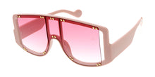 80036 Women's Plastic Large Rectangular Studded Shield Frame w/ Dropped Temple