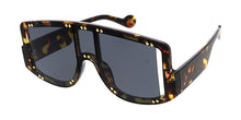 80036 Women's Plastic Large Rectangular Studded Shield Frame w/ Dropped Temple