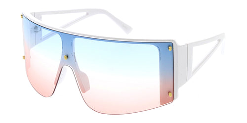 80051COL Women's Plastic Oversized Half Frame Shield Wrap Frame w/ Two Tone Lens