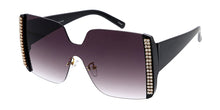 80070RH Women's Plastic Large Square Shield Frame w/ Rhinestone Adornment