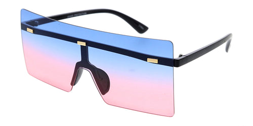 80090 Unisex Plastic Large Rectangular Futuristic Rimless Shield Frame