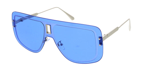 80095COL Women's  Large Flat Top Rimless Shield Designer Inspired Frame w/ Color Lens