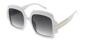 80096 Women's Plastic Large Geometric Vintage Inspired Frame w/ Metal Temple Accent