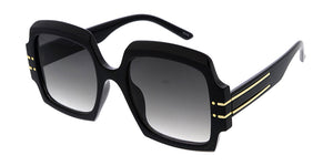 80096 Women's Plastic Large Geometric Vintage Inspired Frame w/ Metal Temple Accent