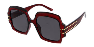 80096 Women's Plastic Large Geometric Vintage Inspired Frame w/ Metal Temple Accent