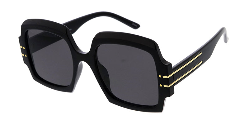 80096 Women's Plastic Large Geometric Vintage Inspired Frame w/ Metal Temple Accent