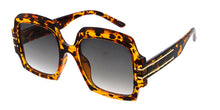 80096 Women's Plastic Large Geometric Vintage Inspired Frame w/ Metal Temple Accent