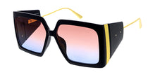 80098COL Women's Plastic Large Rectangular Thick Frame w/ Color Lens, and Metal Accent