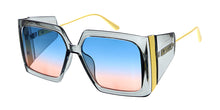 80098COL Women's Plastic Large Rectangular Thick Frame w/ Color Lens, and Metal Accent