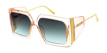 80098COL Women's Plastic Large Rectangular Thick Frame w/ Color Lens, and Metal Accent