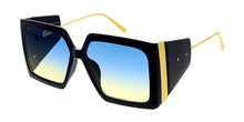 80098COL Women's Plastic Large Rectangular Thick Frame w/ Color Lens, and Metal Accent