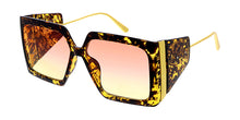 80098COL Women's Plastic Large Rectangular Thick Frame w/ Color Lens, and Metal Accent