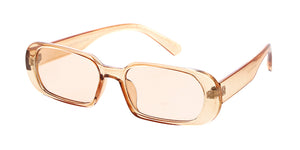 80117CRY/COL Women's Plastic Medium '90s Vintage Inspired Rounded Rectangular Crystal Color Frame w/ Color Lens