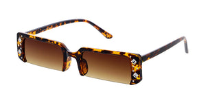 80120RH Women's Plastic Small Rectangular Hipster Vintage Inspired Frame w/ Rhinestone Accent