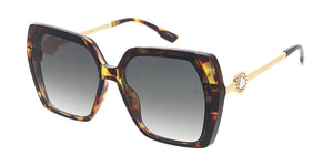 80124 Women's Plastic Large Square Frame w/ Rhinestone Adornment
