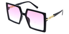 80147 Women's Plastic Large Square Frame w/ Chain Temple Accent
