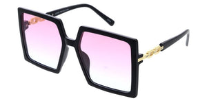 80147 Women's Plastic Large Square Frame w/ Chain Temple Accent