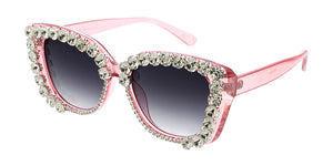 80186RH Women's Plastic Large Cat Eye Rhinestone Frame