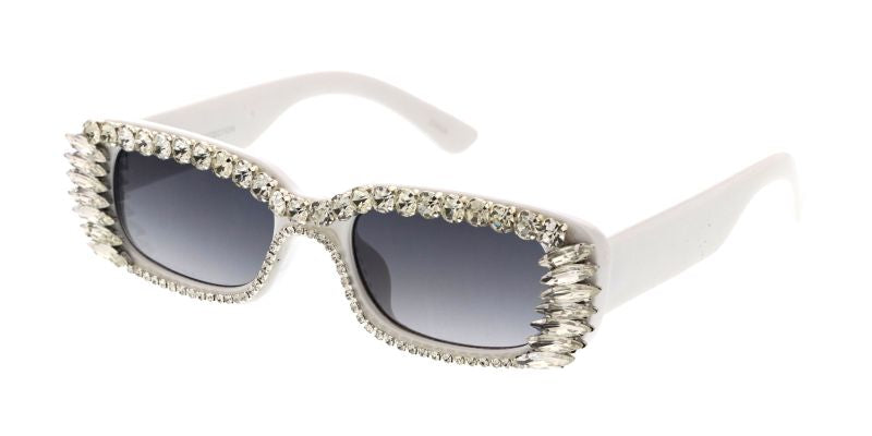 80188RH Women's Plastic Medium Rectangular Hipster Vintage Inspired Frame w/ Diamond Accent border
