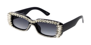80188RH Women's Plastic Medium Rectangular Hipster Vintage Inspired Frame w/ Diamond Accent border
