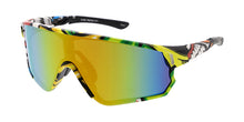 80196ME Men's Large Plastic Sport Shield Multi-Colored Printed Frame
