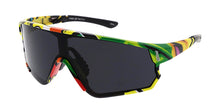 80196ME Men's Large Plastic Sport Shield Multi-Colored Printed Frame