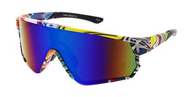 80196ME Men's Large Plastic Sport Shield Multi-Colored Printed Frame