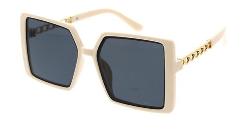 80207 Women's Plastic Large Square Frame w/ Chain Temple Accent