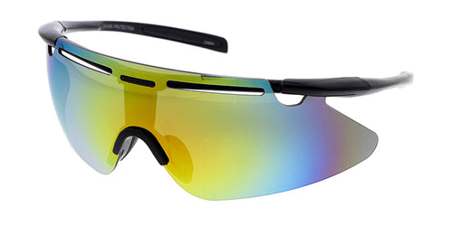 80224ME/RV Men's Plastic Medium Sports Shield w/ Color Mirror Lens