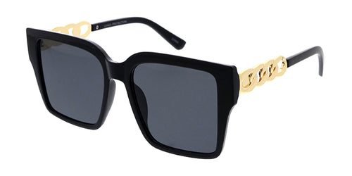 80230 Women's Plastic Oversized Square Frame w/ Chain Temple Accent