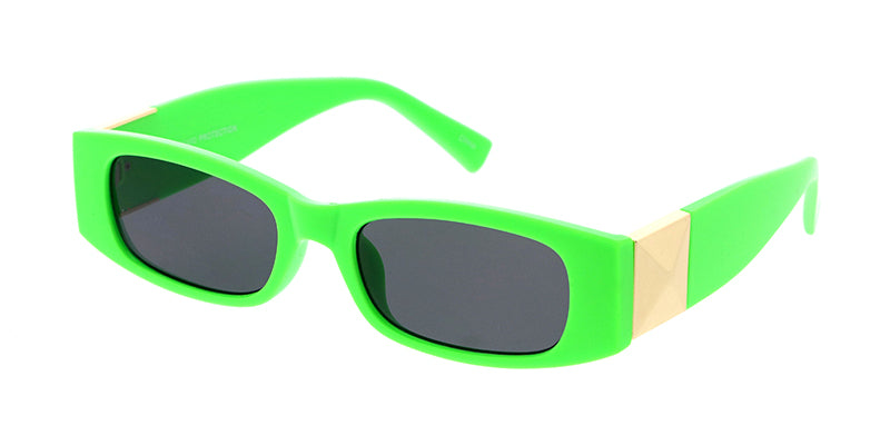 80242NEO Women's Plastic Small Rectangular Hipster Vintage Inspired Frame w/ Metal Accents