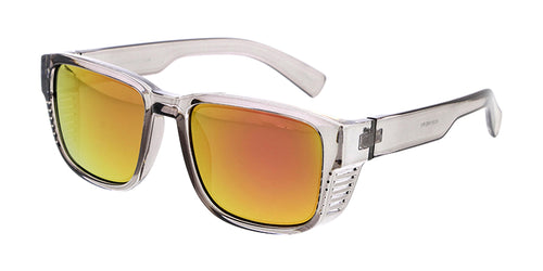 80261ME/RV Men's Plastic Casual Large Thick Frame w/ Temple Vent and Colored Mirror Lens