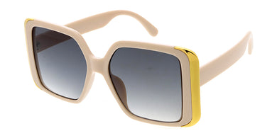 80294 Women's Plastic Large Designer Inspired  Square Frame w/ Metal accent