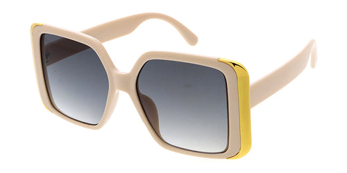 80294 Women's Plastic Large Designer Inspired  Square Frame w/ Metal accent