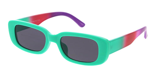 80334COL Women's Plastic Small Rectangular Color Frame w/ Tri-Color Temple