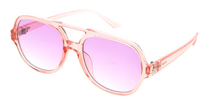80339CRY/COL  Unisex Medium Plastic Aviator Crystal Color Frame w/ Color Lens