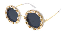 80340 Women's Plastic Medium Round Frame w/ Faux Leather Braided Chain