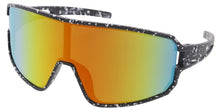 80369ME/RV Men's Plastic Sport Large Shield Speckle Printed Frame w/ Color Mirror Lens