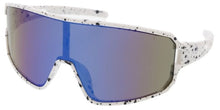 80369ME/RV Men's Plastic Sport Large Shield Speckle Printed Frame w/ Color Mirror Lens