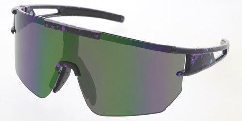 80371ME/RV Men's Plastic Large Sports Shield Splatter Printed Frame w/ Color Mirror Lens
