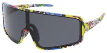 80378ME Men's Plastic Sport Large Shield Multi-Colored Printed Frame