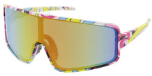 80378ME Men's Plastic Sport Large Shield Multi-Colored Printed Frame